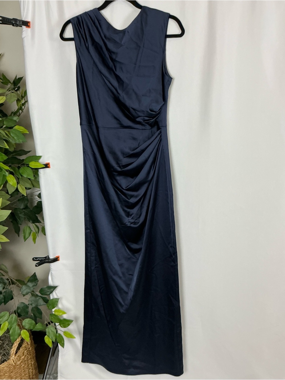 After Six Midnight Navy High Neck Satin Sleeveless Maxi Dress - Picture 2 of 7